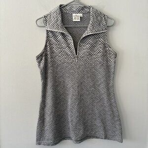 Parsley & Sage Women’s Medium 1/4 Zip Sleeveless Geometric Gray Tunic Top Shirt